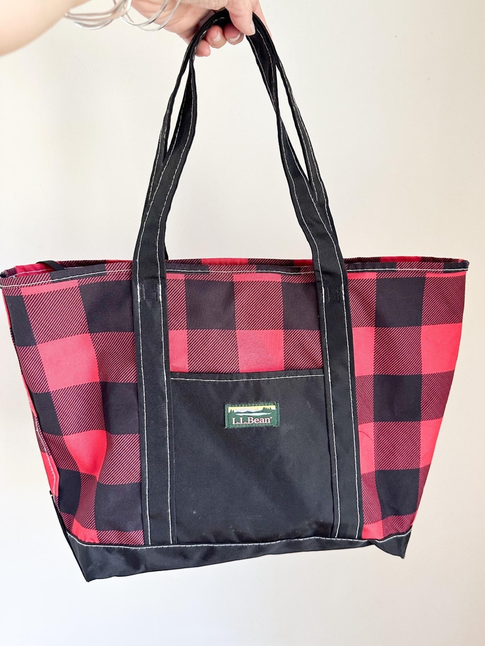 Vintage 1990s L.L. Bean Buffalo Plaid Tote Bag (no. 302380)